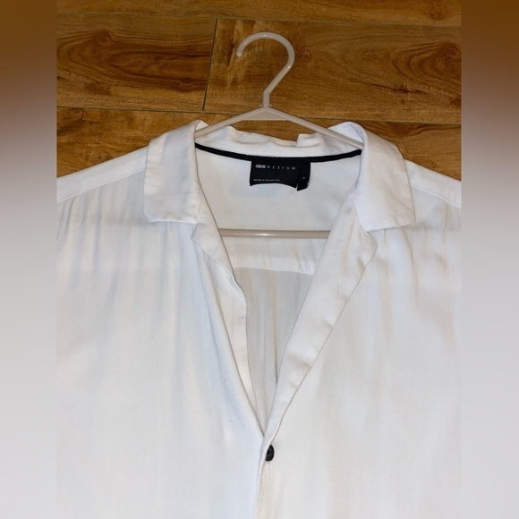 ASOS Men’s White V-neck Button Down Short Sleeve Polo Size Small - Picture 7 of 10